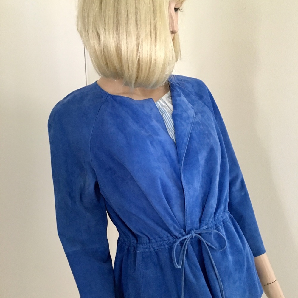Lafayette 148 NY Sapphire Blue Suede Jacket New York Luxe S